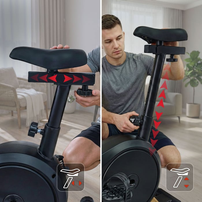 Siège ergonomique réglable sur le vélo d’appartement