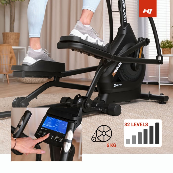 Vélo elliptique avec système de résistance magnétique à 32 niveaux