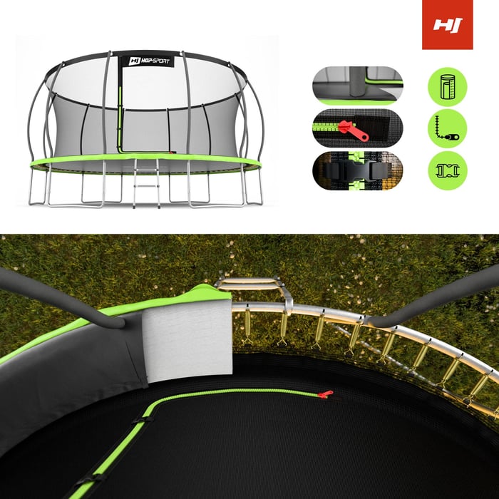 Trampoline de jardin Hop-Sport 488 cm avec filet intérieur Citrouille