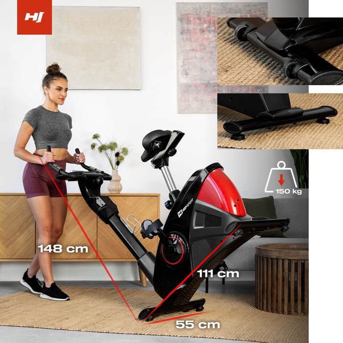 Vélo fitness Apollo avec roulettes de transport et pieds de nivellement
