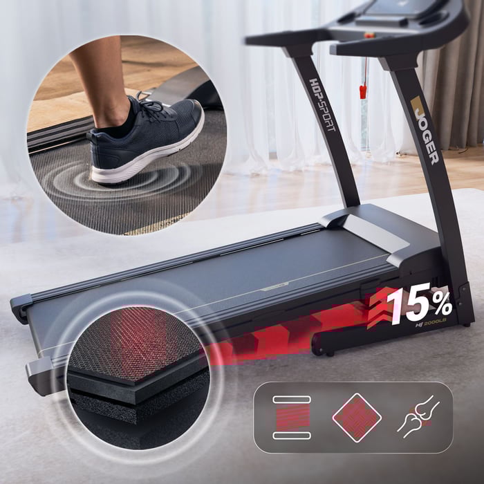 Surface de course antidérapante du tapis de course.