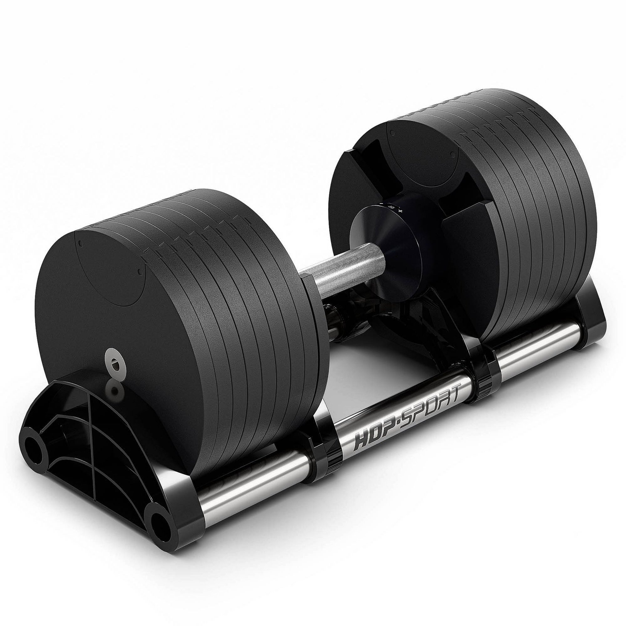 Structure massive en fonte avec revêtement anti-corrosion noir pour haltère de musculation.