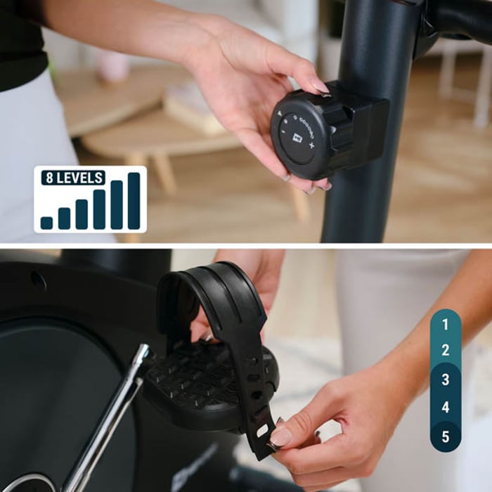 Pédales antidérapantes et molette de réglage de la résistance magnétique du vélo d'appartement