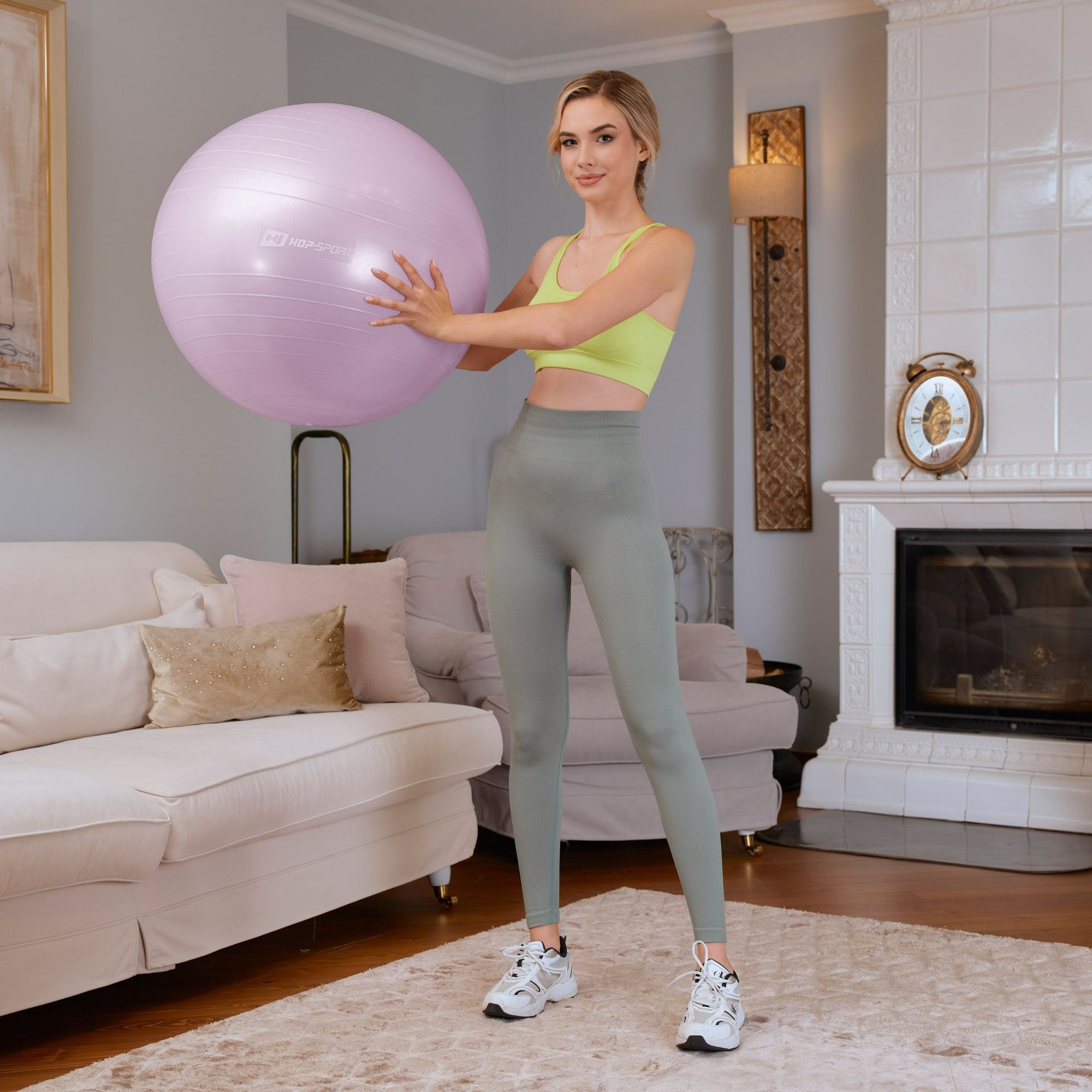 Pompe incluse pour gonflage ballon de fitness 65 cm Violet