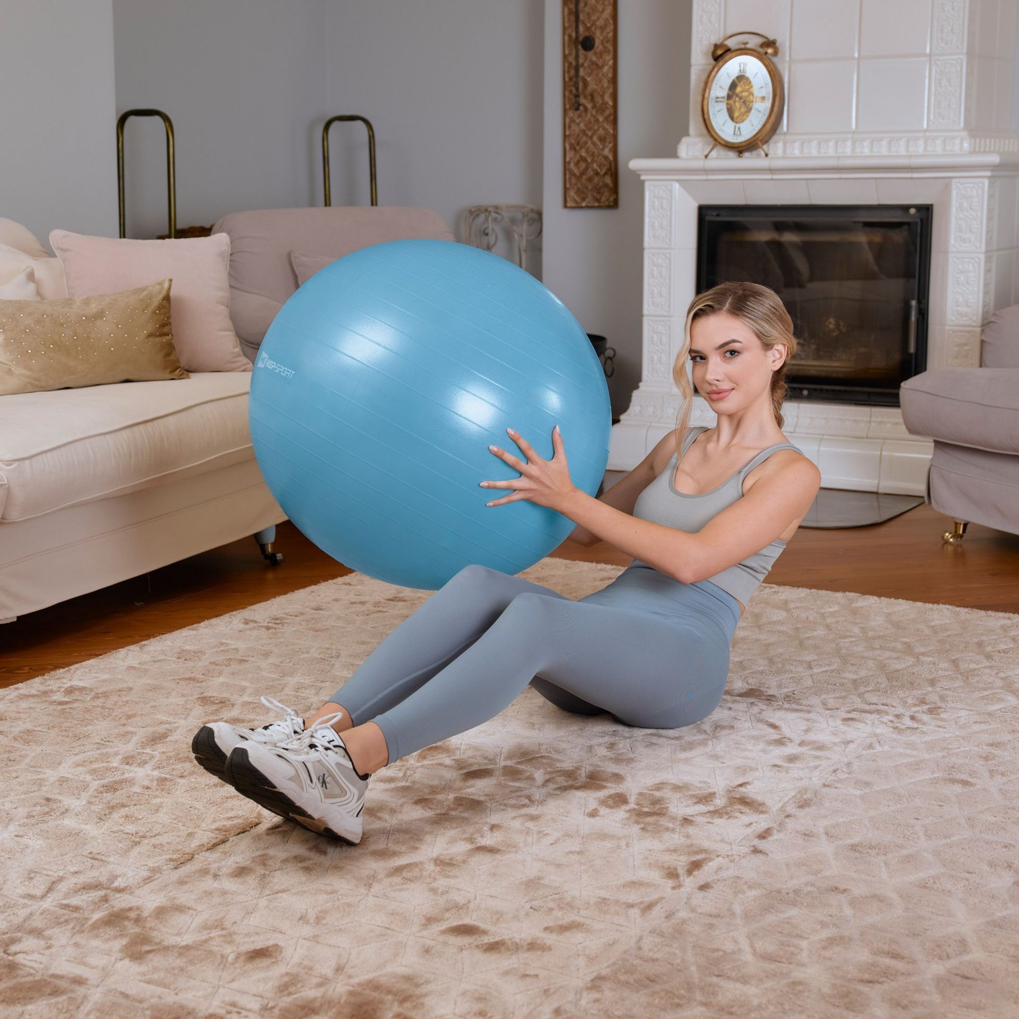 Exercices d’équilibre avec ballon de gym 65 cm Bleu