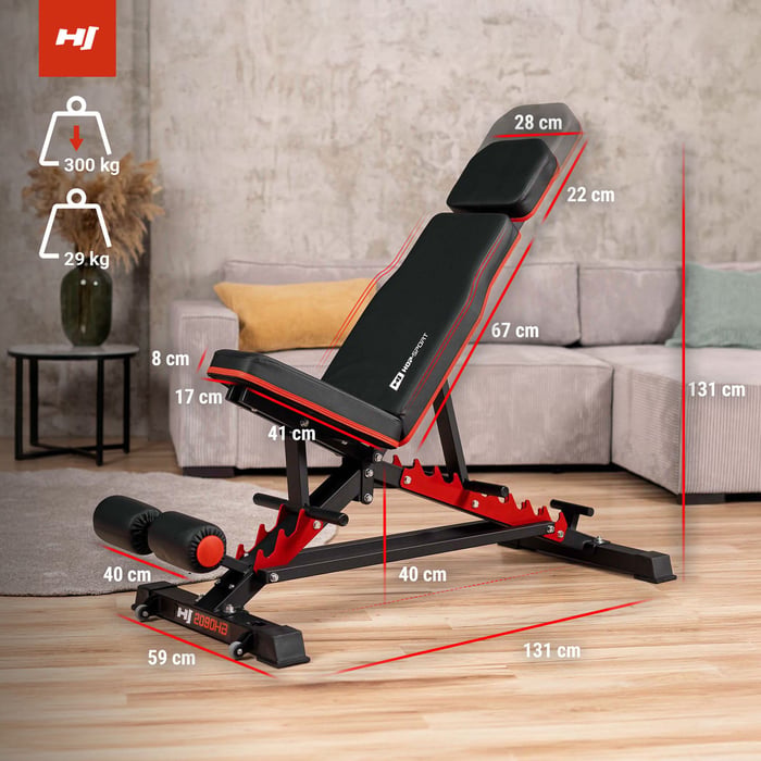 Banc musculation robuste Hop-Sport - charge maximale 300 kg.