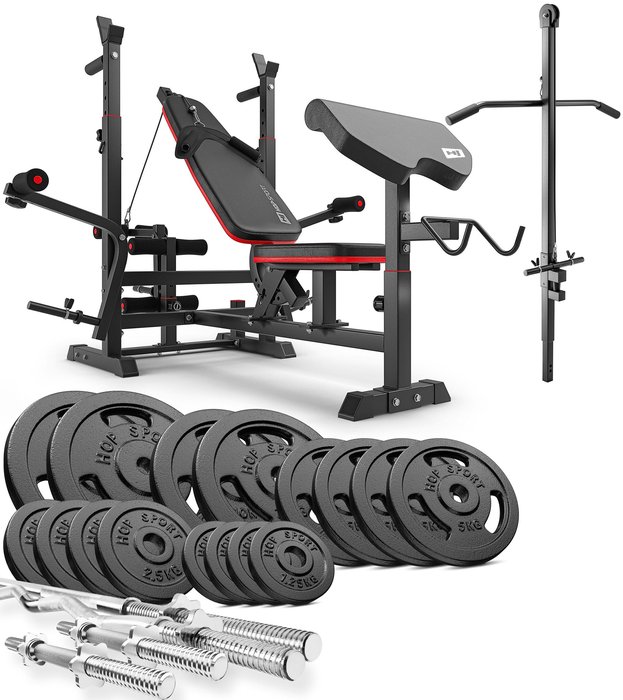 Banc de musculation complet pour home gym, adapté aux débutants et sportifs confirmés.