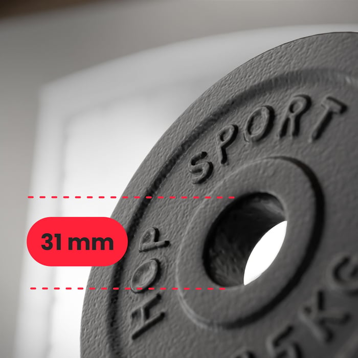 Ensemble de disques de musculation 31 mm, adaptés aux barres longues, courtes et SZ.