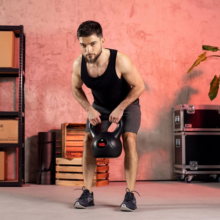 Kettlebell pour fitness à domicile.