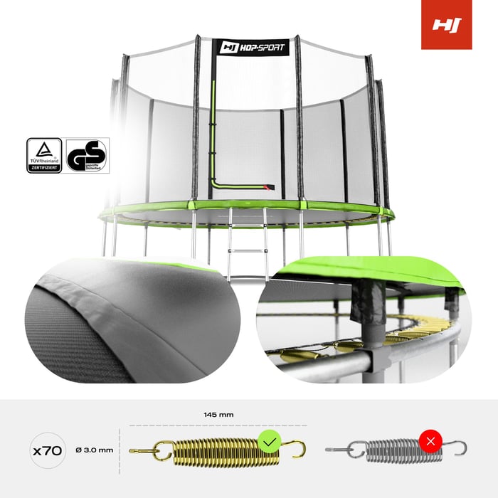 Trampoline de jardin 366 cm avec filet de sécurité extérieur et cadre stable en acier galvanisé