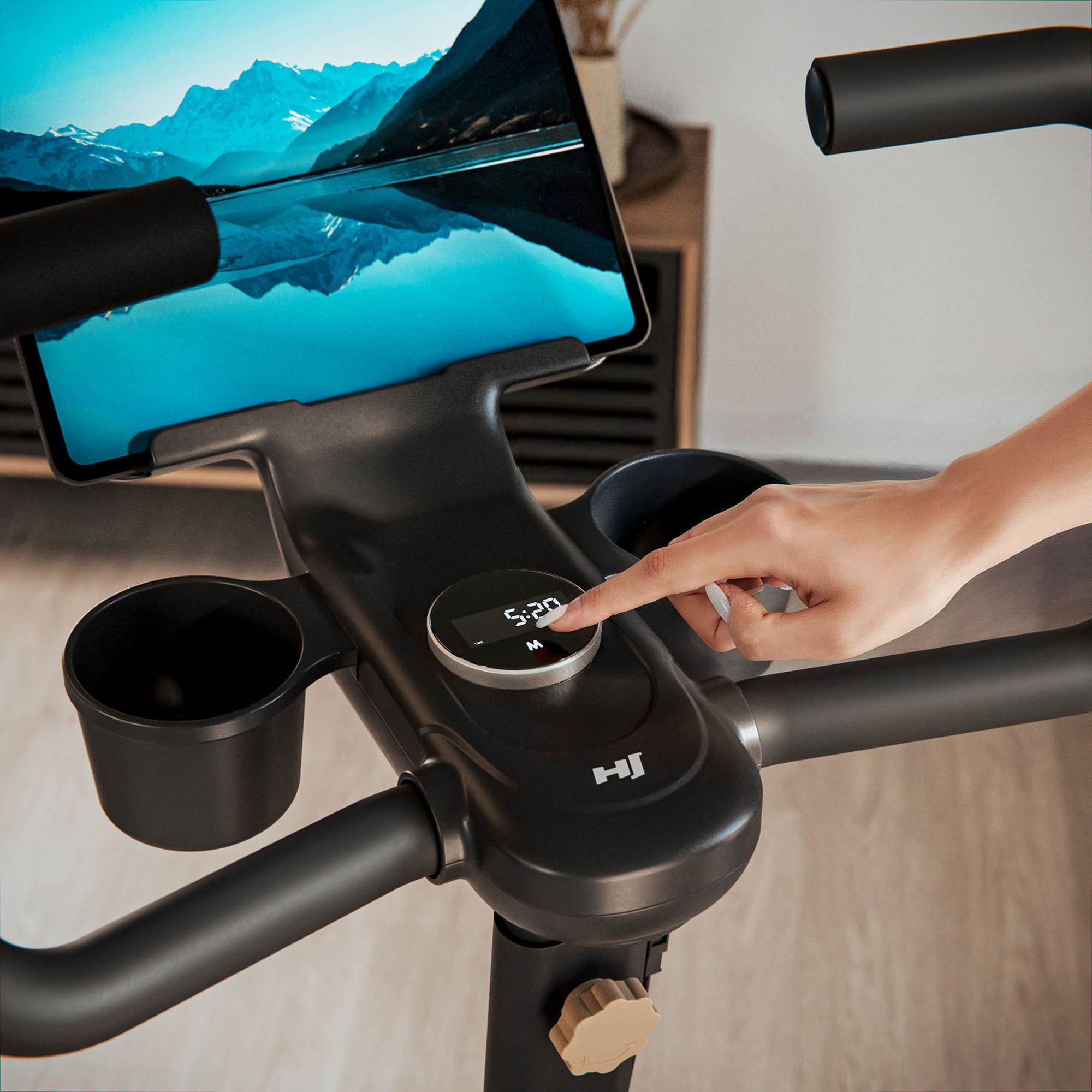 Console du stepper Piker avec fonction SCAN et capteurs de pouls.