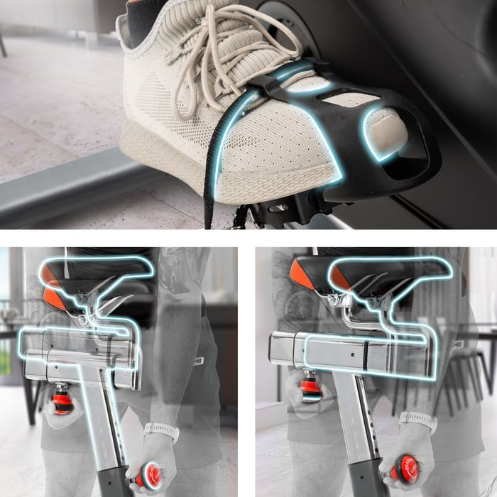 Vélo cardio biking HS-065IC Delta avec selle réglable horizontalement et verticalement