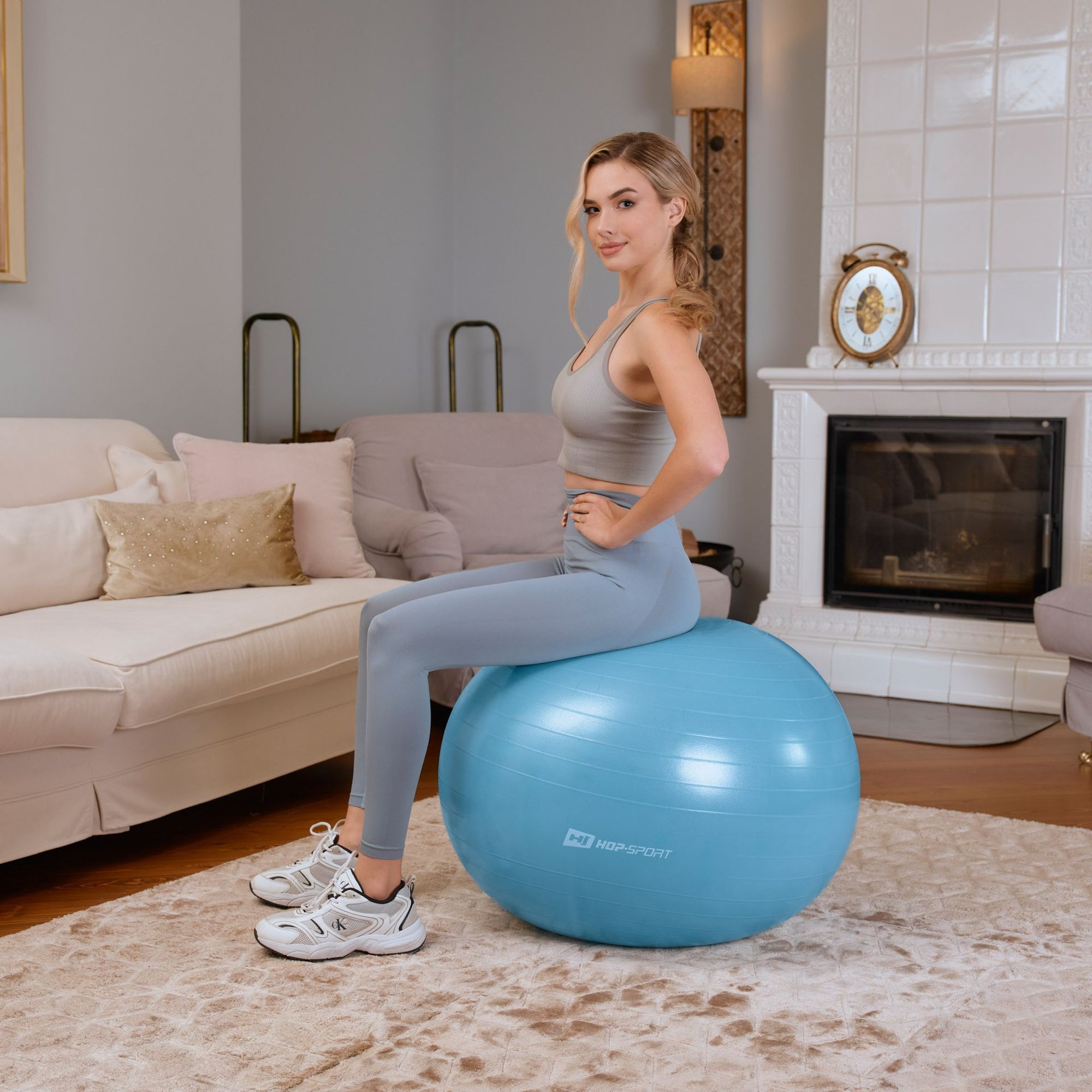 Ballon de fitness robuste en caoutchouc pour assise Bleu