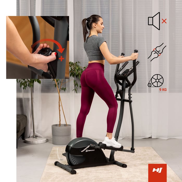 Cross trainer offrant un bouton de réglage de résistance pratique