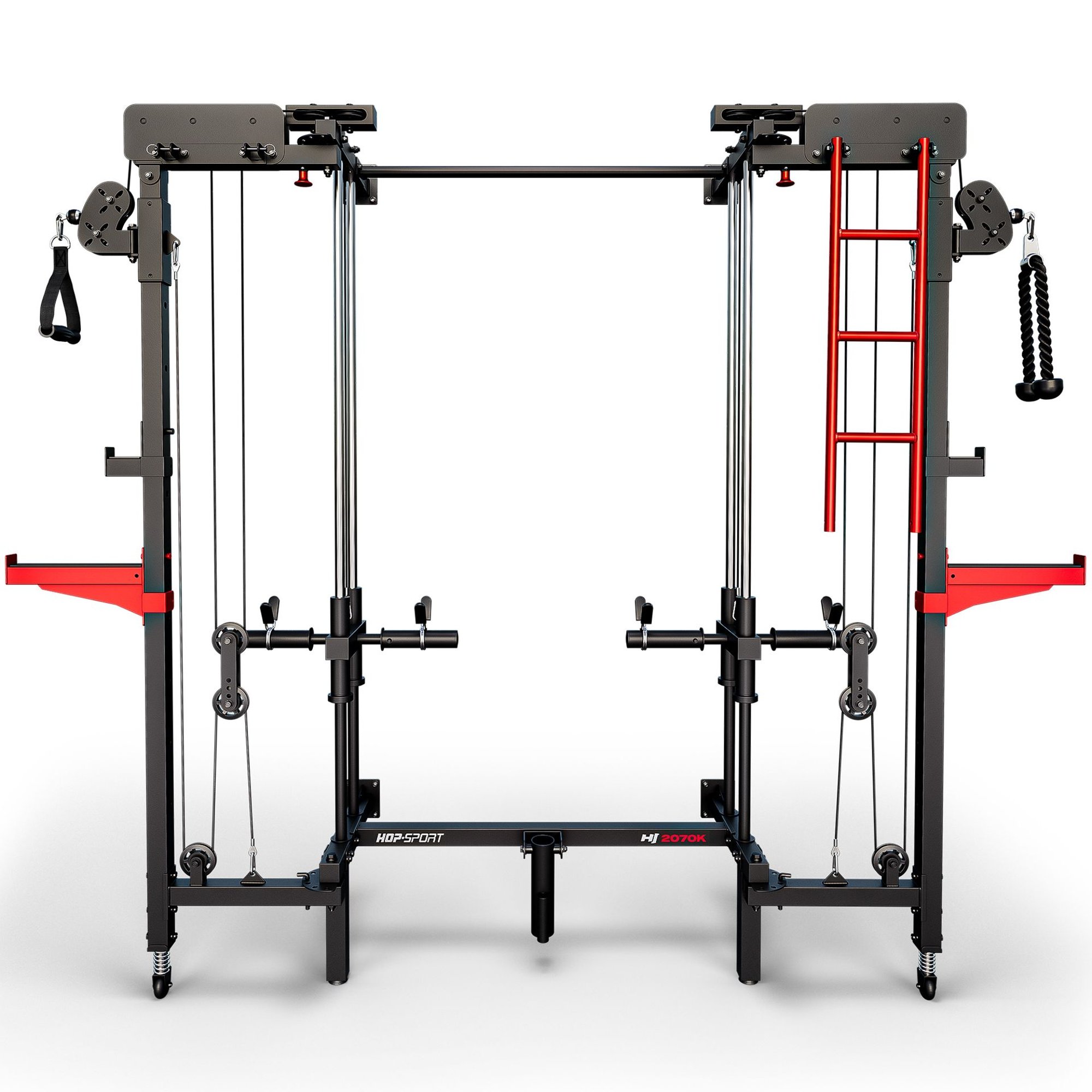 Power Rack mural complet HS-2070K avec double poulie et barre de traction.