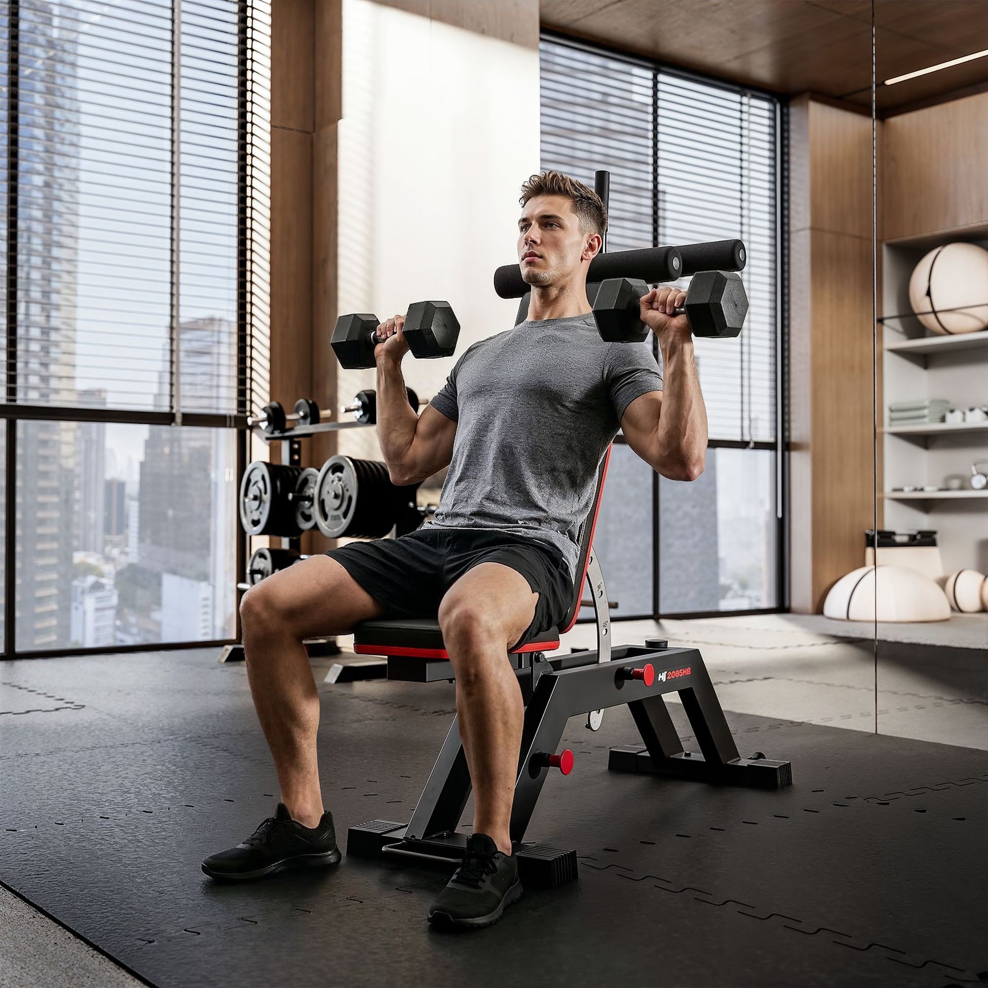 Banc de musculation réglable HS-2085HB robuste pour entraînement de force.