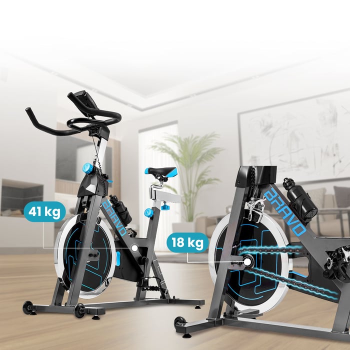 Vélo spinning HS-045IC Bravo avec structure en acier robuste, roue d’inertie de 18 kg