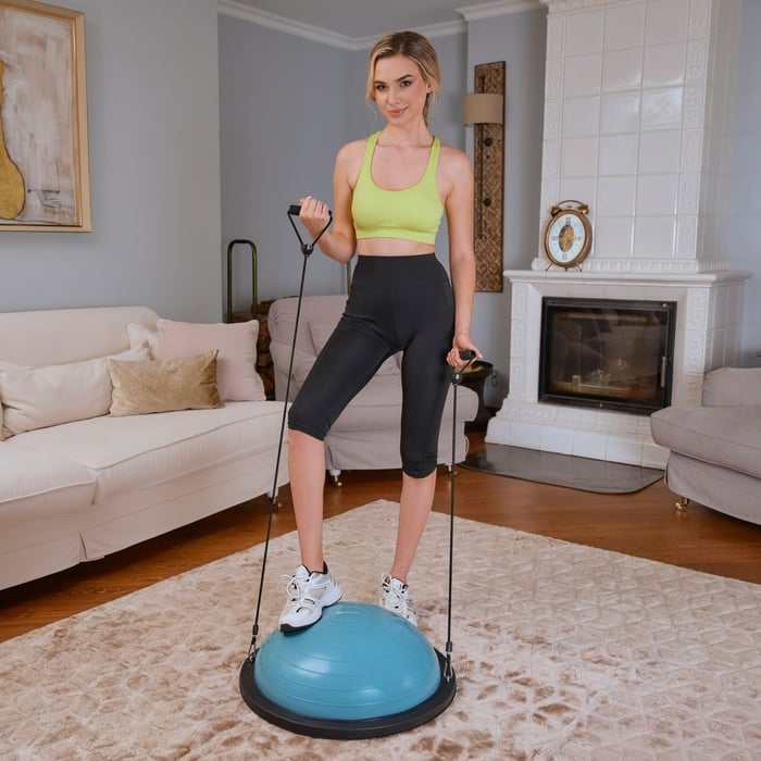 Plateforme de proprioception Hop-Sport avec surface antidérapante Bleu
